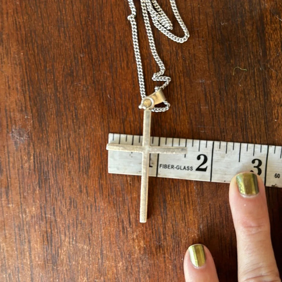Sterling silver modern large cross on sterling chain unisex 925 - Picture 6 of 10